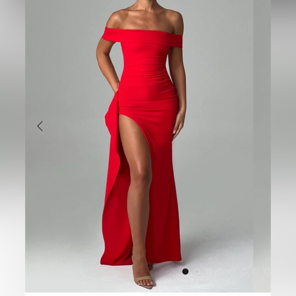 BabyBoo Joyce Maxi Dress - Red Off-Shoulder Dress